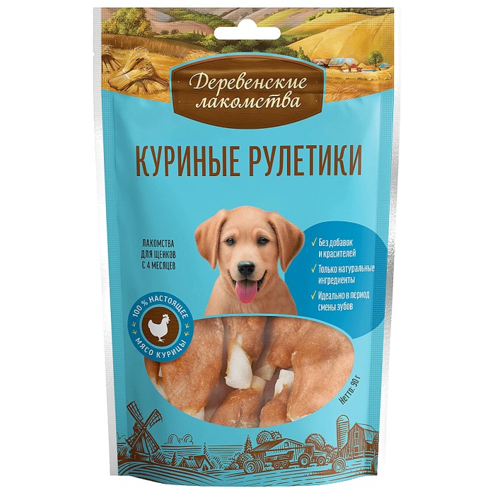 Лакомства для собак Деревенские Лакомства куриные рулетики 90гр м/у