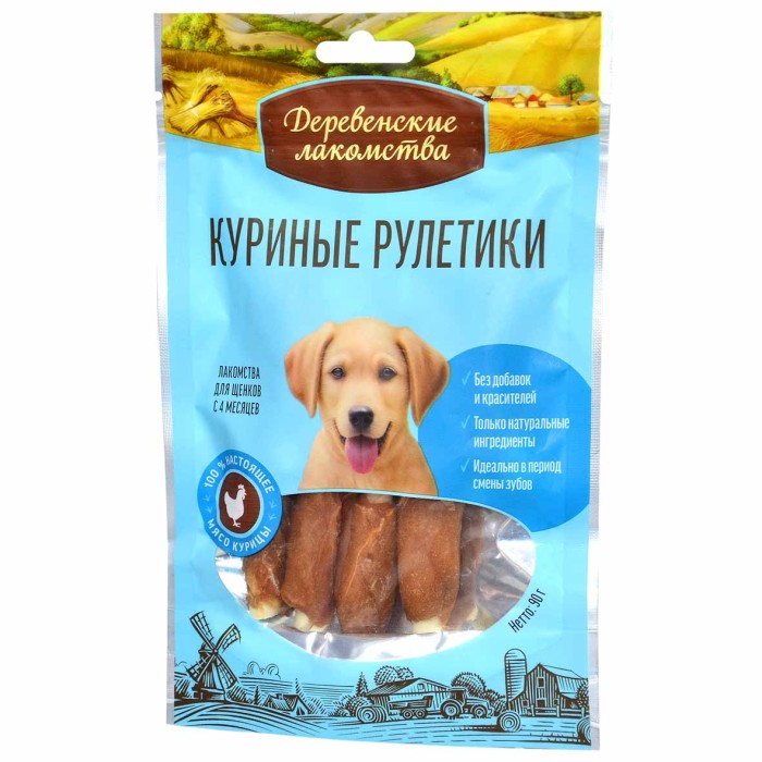 Лакомства для собак Деревенские Лакомства куриные рулетики 90гр м/у