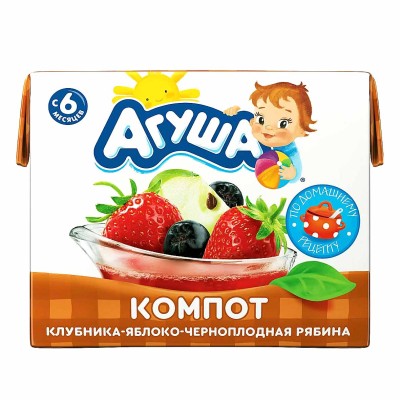 Компот Агуша Я сам клубника-яблоко-черноплодная рябина с 6мес 200мл т/п