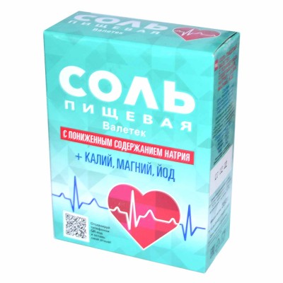 Соль пищевая Валетек калий,магний,йод 350гр к/у