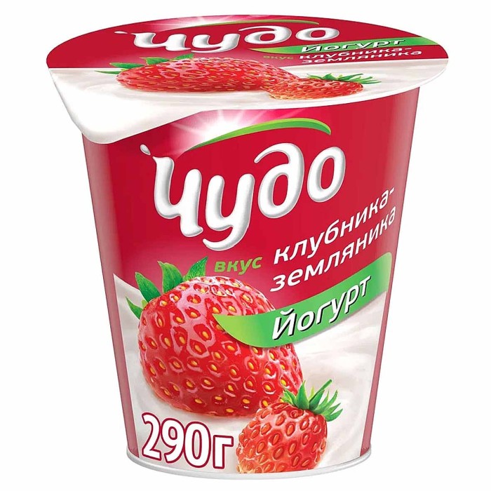Йогурт Чудо клубника-земляника 2,5% 290гр стакан