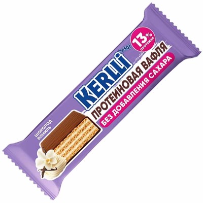 Батончик Kerlli вафельный со вкусом ванили без сахара 45гр м/у
