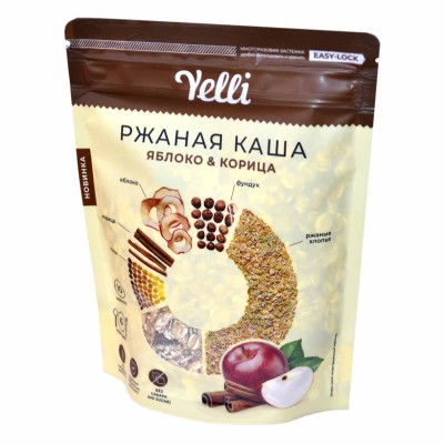 Каша ржаная Yelli яблоко и корица 180гр д/п