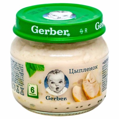 Пюре Gerber цыпленок с 6мес 80гр ст/б