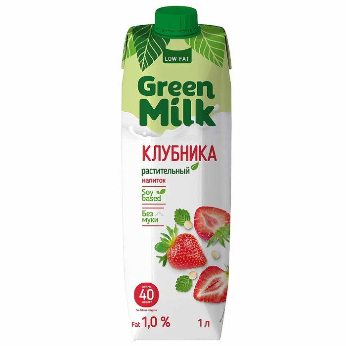 Напиток соевый  Green Milkсо вкусом клубники 1л т/п
