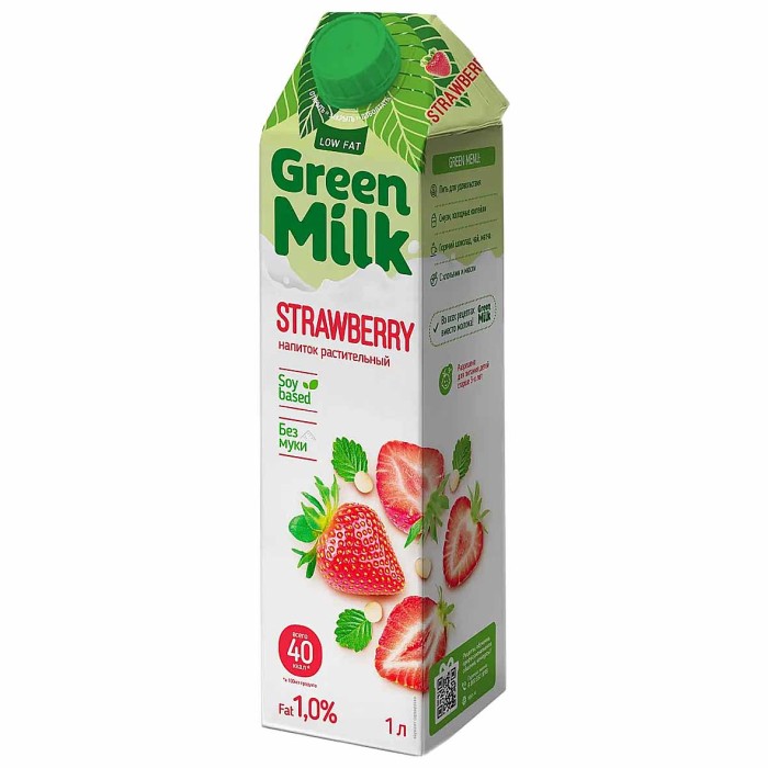 Напиток соевый  Green Milkсо вкусом клубники 1л т/п