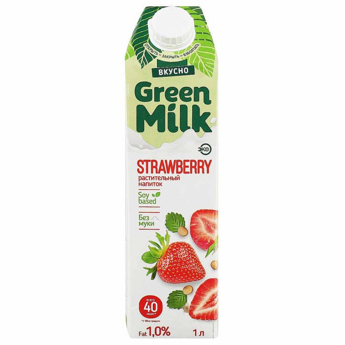 Напиток соевый  Green Milkсо вкусом клубники 1л т/п