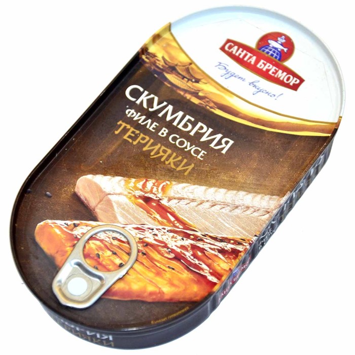 Скумбрия Санта Бремор атлантическая филе в соусе терияки 175гр ж/б