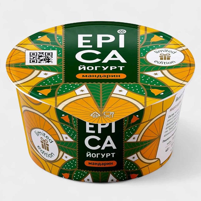 Йогурт Epica Мандарин 4,8% 130гр пэт