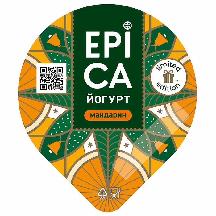 Йогурт Epica Мандарин 4,8% 130гр пэт