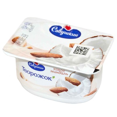 Паста творожная Савушкин кокос-миндаль 3.5% 120гр пэт