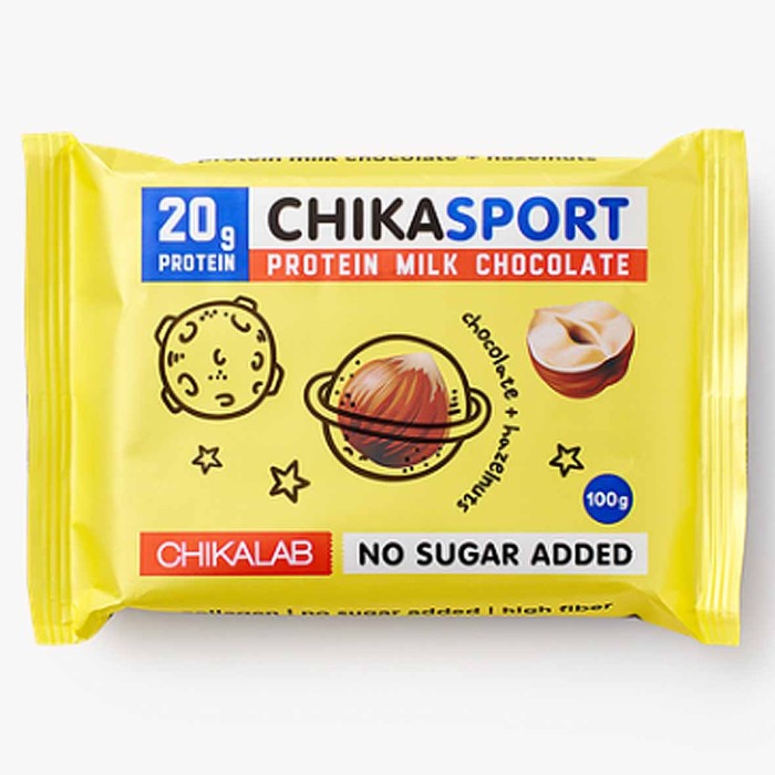 Шоколад протеиновый ChikaSport молочный с фундуком 100гр м/у