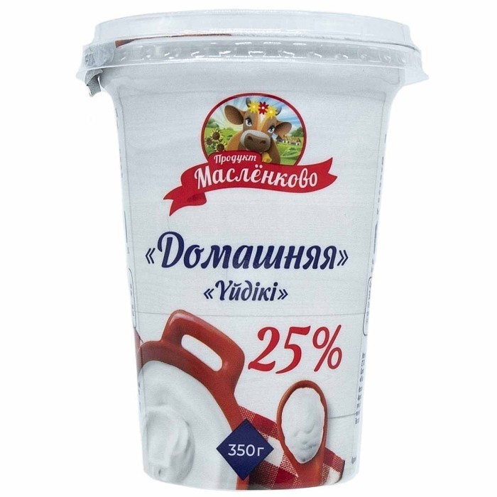 Сметана Масленково Домашняя 25% 350гр пэт