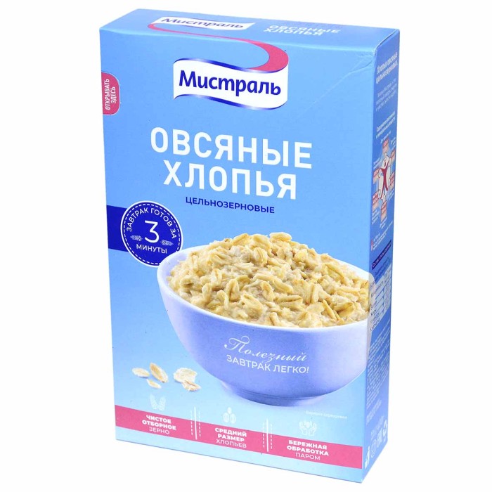 Хлопья Мистраль Овсяные 400гр к/у