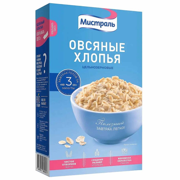 Хлопья Мистраль Овсяные 400гр к/у