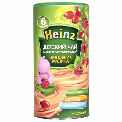 Чай Heinz детский шиповник-малина с 6мес 200гр туба