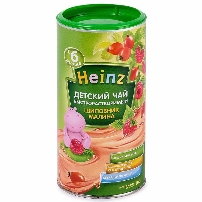 Чай Heinz детский шиповник-малина с 6мес 200гр туба