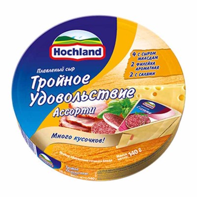 Сыр плавленый Hochland Ассорти тройное удовольствие 140гр к/у