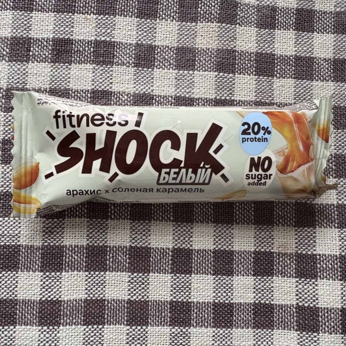 Батончик протеиновый Fitnesshock Белый арахис солёная карамель 20% 50гр м/у