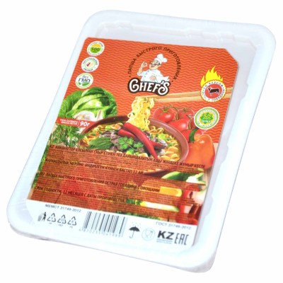 Лапша Chef’s говядина острая 90гр лоток