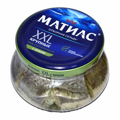 Сельдь Санта Бремор Матиас XXL филе в масле с луком 260гр пэт