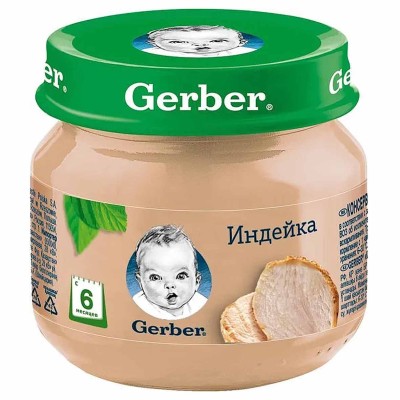 Пюре Gerber индейка с 6мес80гр ст/б