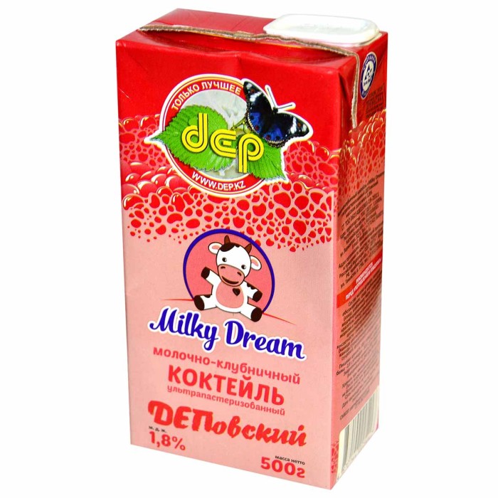 Коктейль dep молочно-клубничный 1,8% 500мл т/п