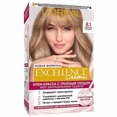 Краска для волос Loreal Exellence 8.1 Светло-русый пепел к/у