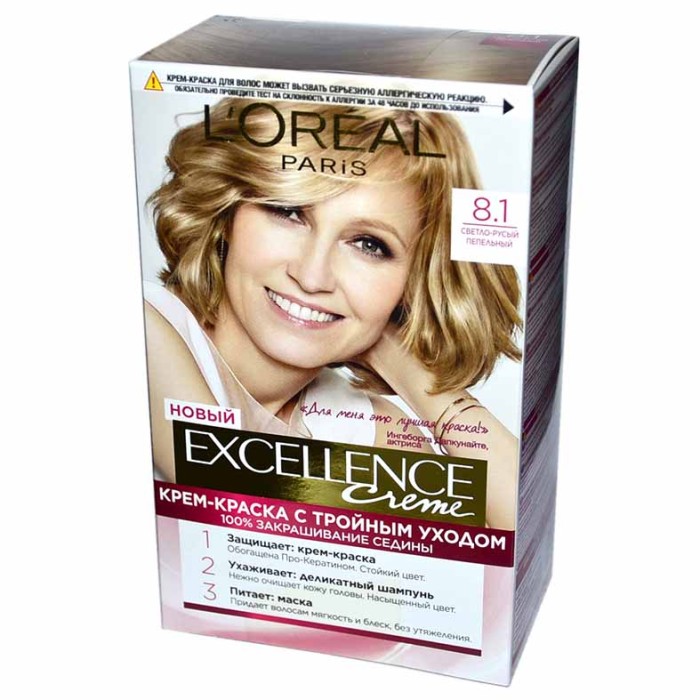 Краска для волос Loreal Exellence 8.1 Светло-русый пепел к/у