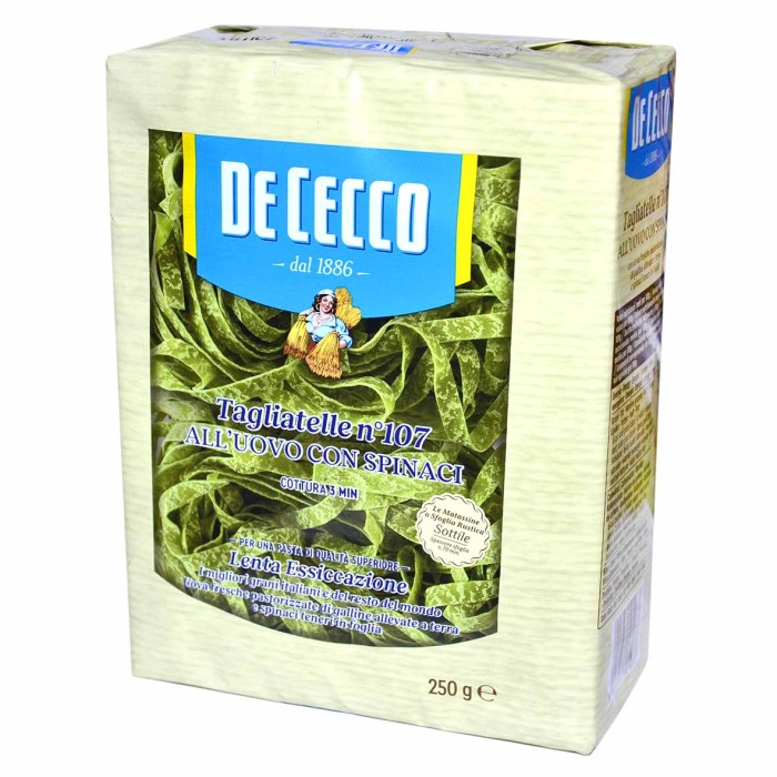 Макароны De Cecco Tagliatelle №107 шпинатные 250гр м/у
