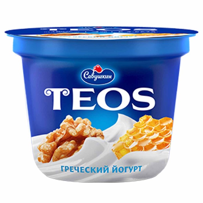 Йогурт Teos Греческий грецкий орех-мед 2% 250гр пэт