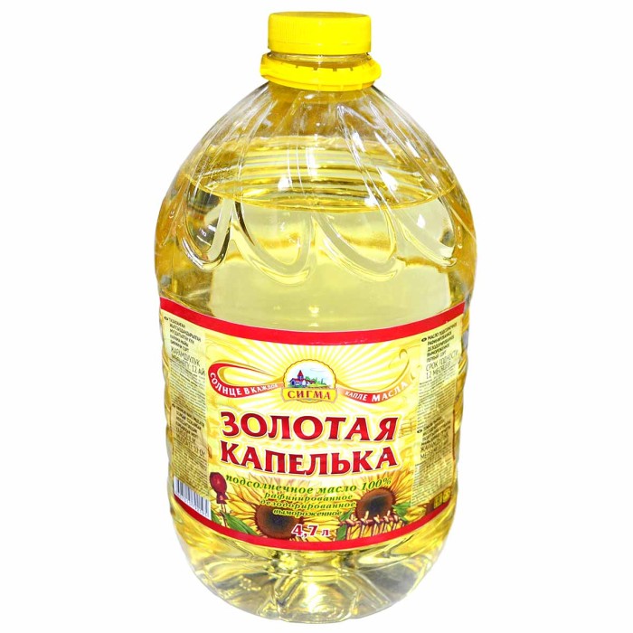 Масло подсолнечное Золотая капелька раф 4,7мл пэт