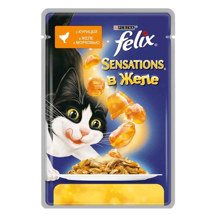 Корм для кошек Felix Sensations курица,морковь 85гр пауч
