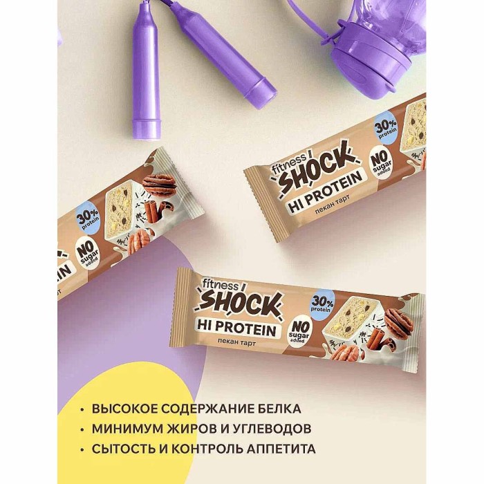 Батончик протеиновый Fitnesshock Пекан торт 30% 50гр м/у