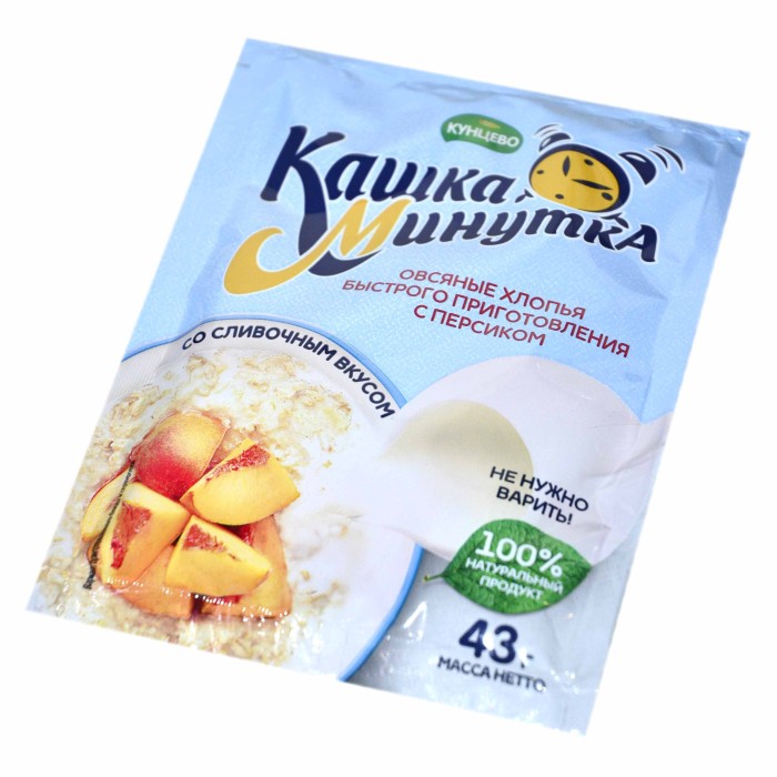 Каша овсяная Кунцево Кашка-Минутка с персиком и сливками 43гр м/у