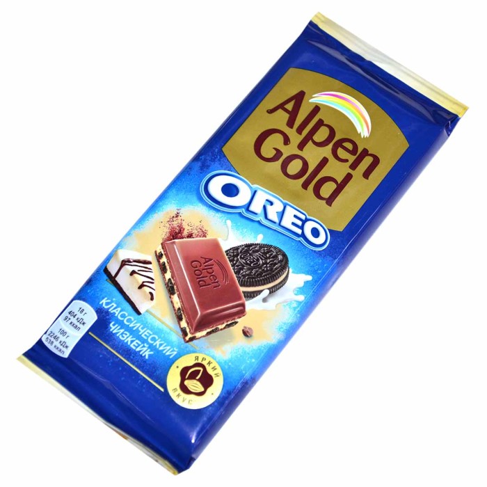 Шоколад Alpen Gold Орео со вкусом чизкейка и печенья 90гр м/у