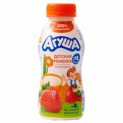 Ряженка Агуша клубника 2,9% 180гр пэт