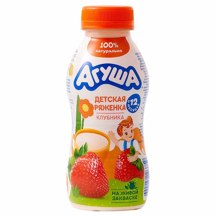 Ряженка Агуша клубника 2,9% 180гр пэт