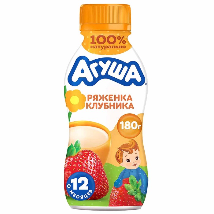 Ряженка Агуша клубника 2,9% 180гр пэт
