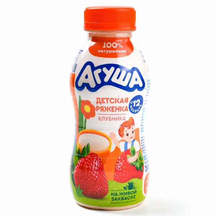 Ряженка Агуша клубника 2,9% 180гр пэт