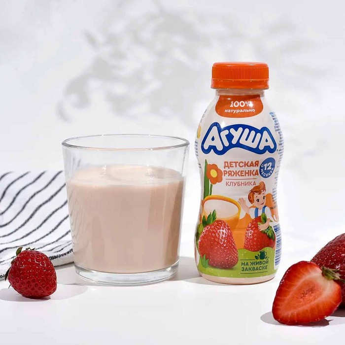 Ряженка Агуша клубника 2,9% 180гр пэт
