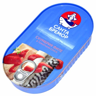 Скумбрия Санта Бремор атлантическая филе в томатном соусе 175гр ж/б