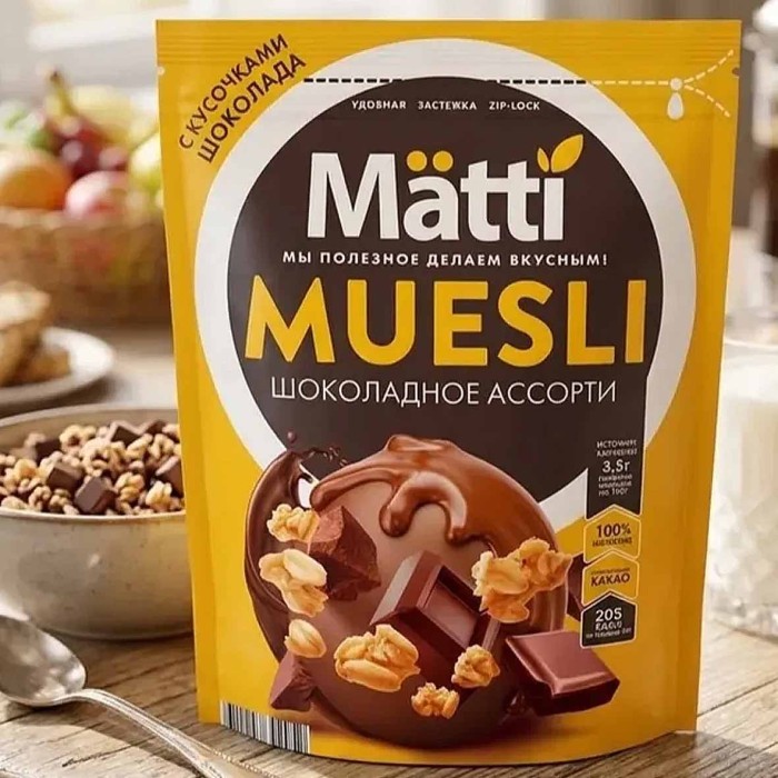 Мюсли Matti шоколадное ассорти 250гр д/п