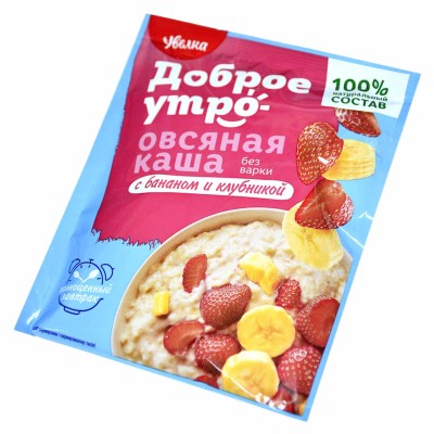 Каша овсяная Увелка с бананом и клубникой 40гр м/у