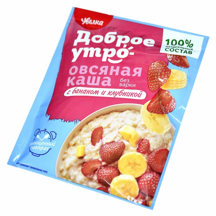 Каша овсяная Увелка с бананом и клубникой 40гр м/у