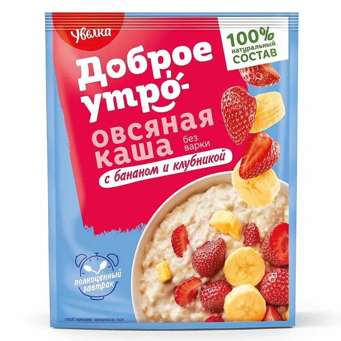 Каша овсяная Увелка с бананом и клубникой 40гр м/у