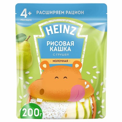 Каша Heinz Рисовая молочная с  грушей 200гр д/п