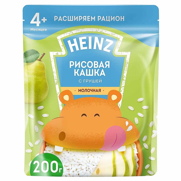 Каша Heinz Рисовая молочная с  грушей 200гр д/п