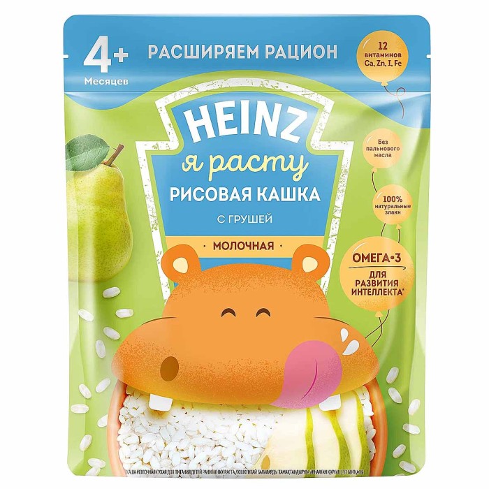 Каша Heinz Рисовая молочная с  грушей 200гр д/п