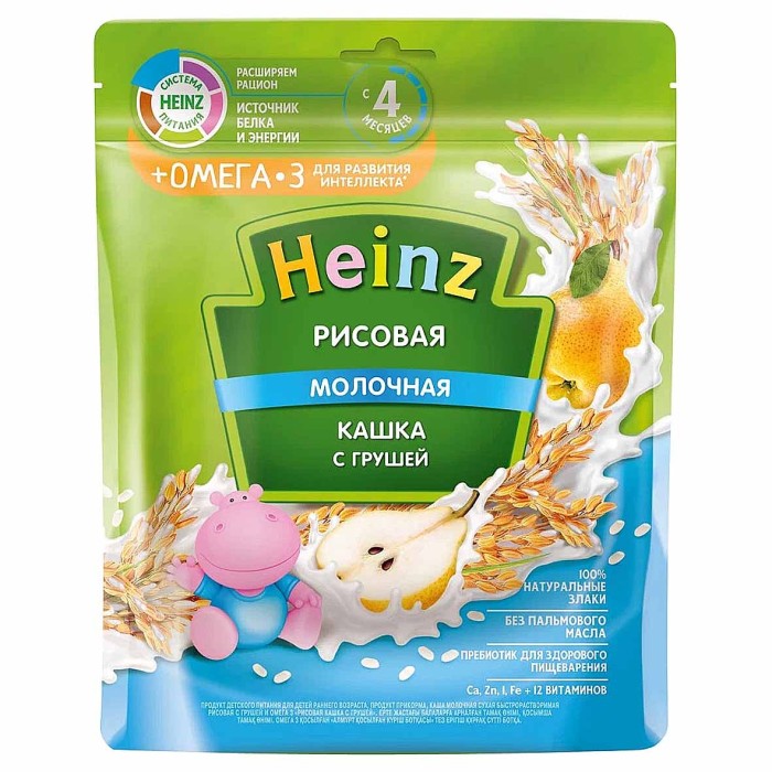 Каша Heinz Рисовая молочная с  грушей 200гр д/п
